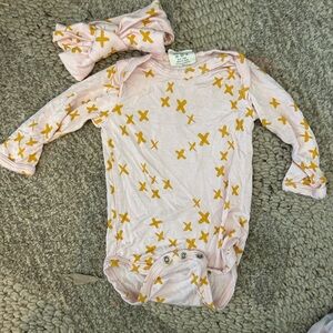 Charming Pink and Yellow Kids Bodysuit with Headband